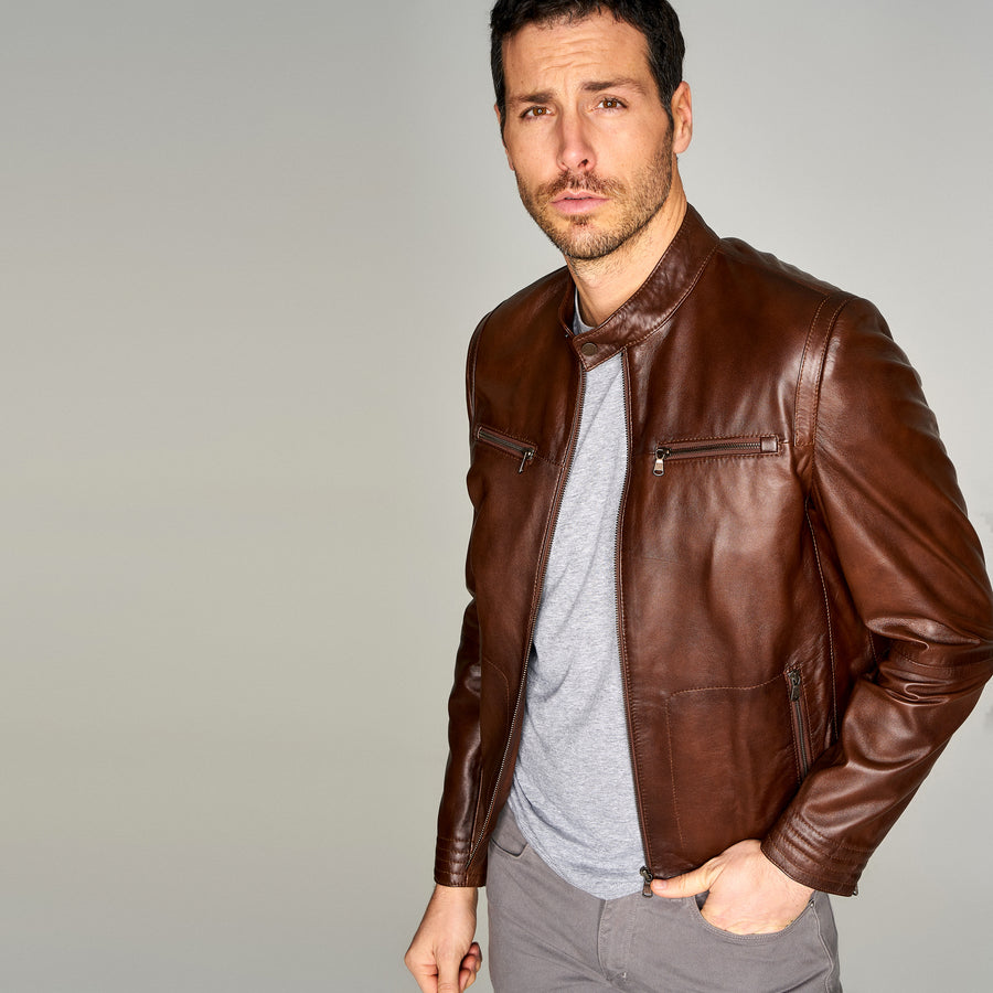 SANDRO MEN'S LEATHER JACKET
