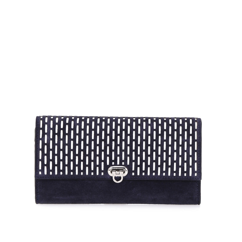 Women's Navy Blue Leather Portfolio