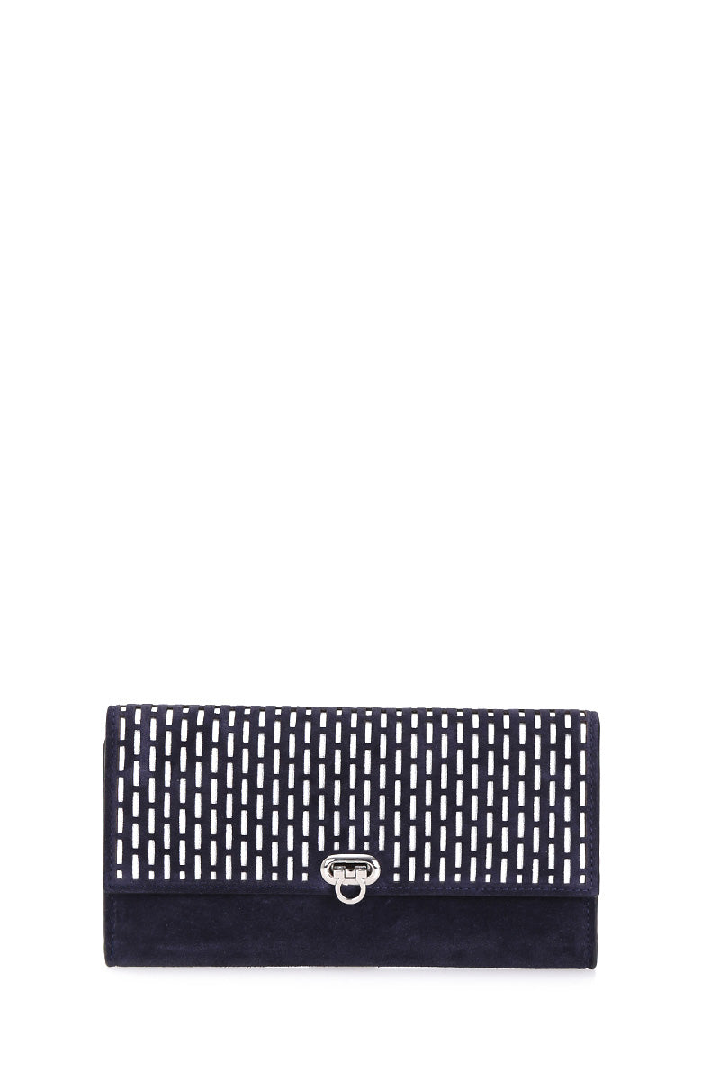 Women's Navy Blue Leather Portfolio