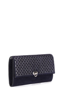 Women's Navy Blue Leather Portfolio | Derimod