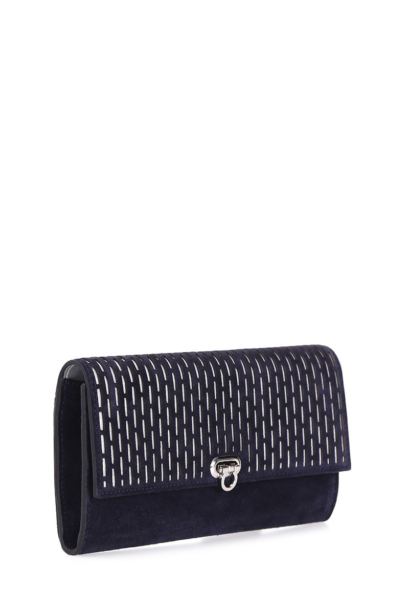 Women's Navy Blue Leather Portfolio