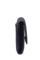 Women's Navy Blue Leather Portfolio | Derimod