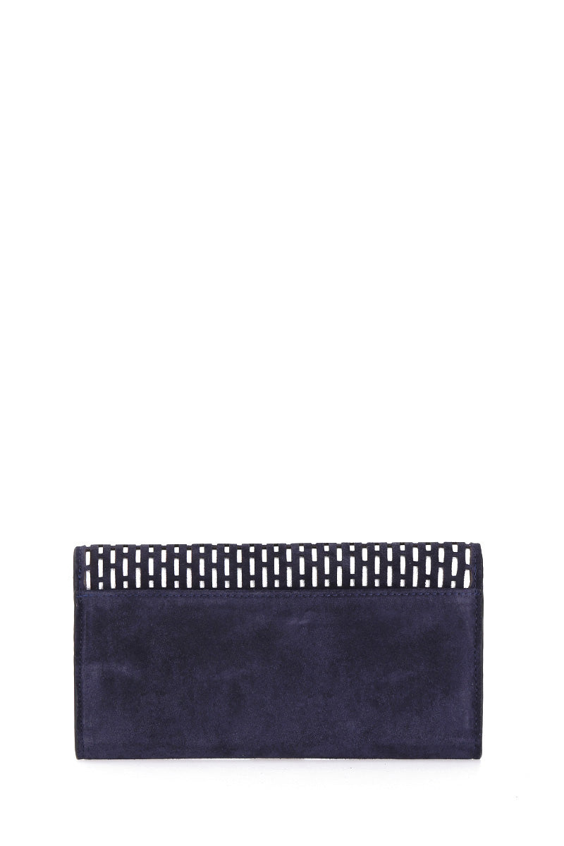 Women's Navy Blue Leather Portfolio