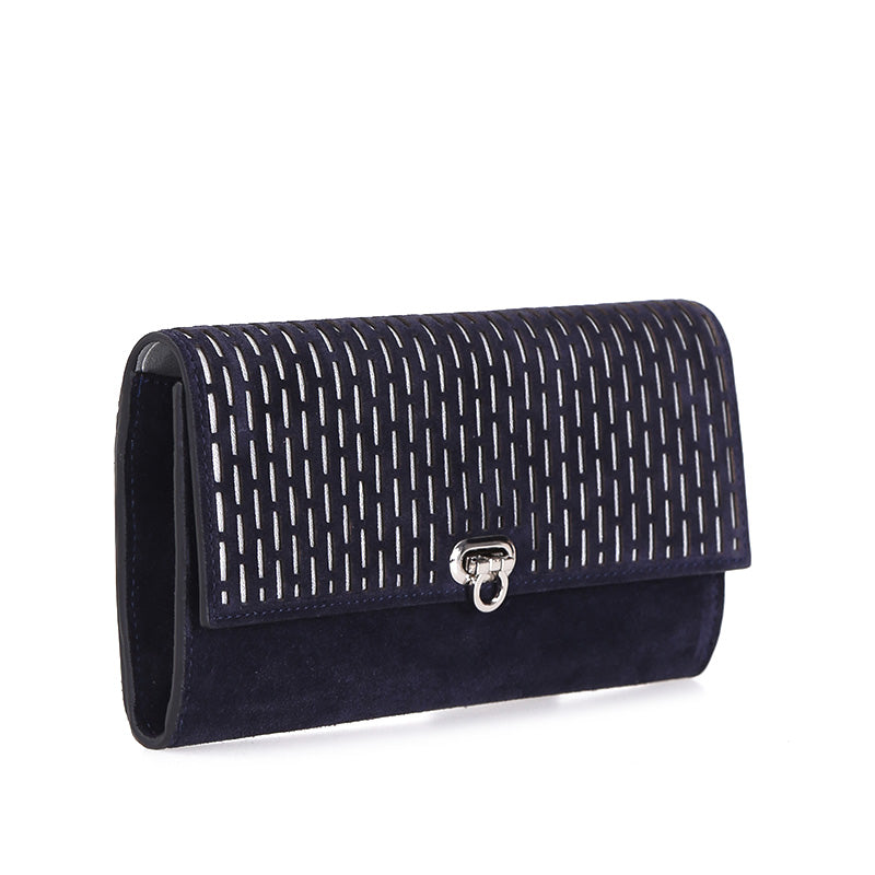 Women's Navy Blue Leather Portfolio