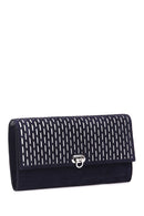 Women's Navy Blue Leather Portfolio | Derimod