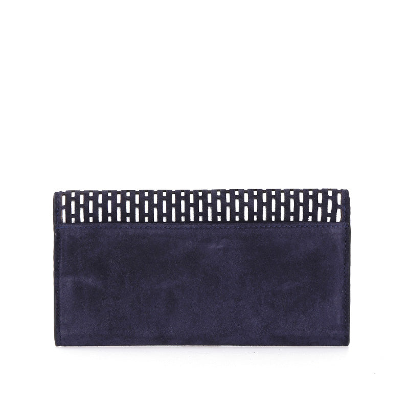 Women's Navy Blue Leather Portfolio