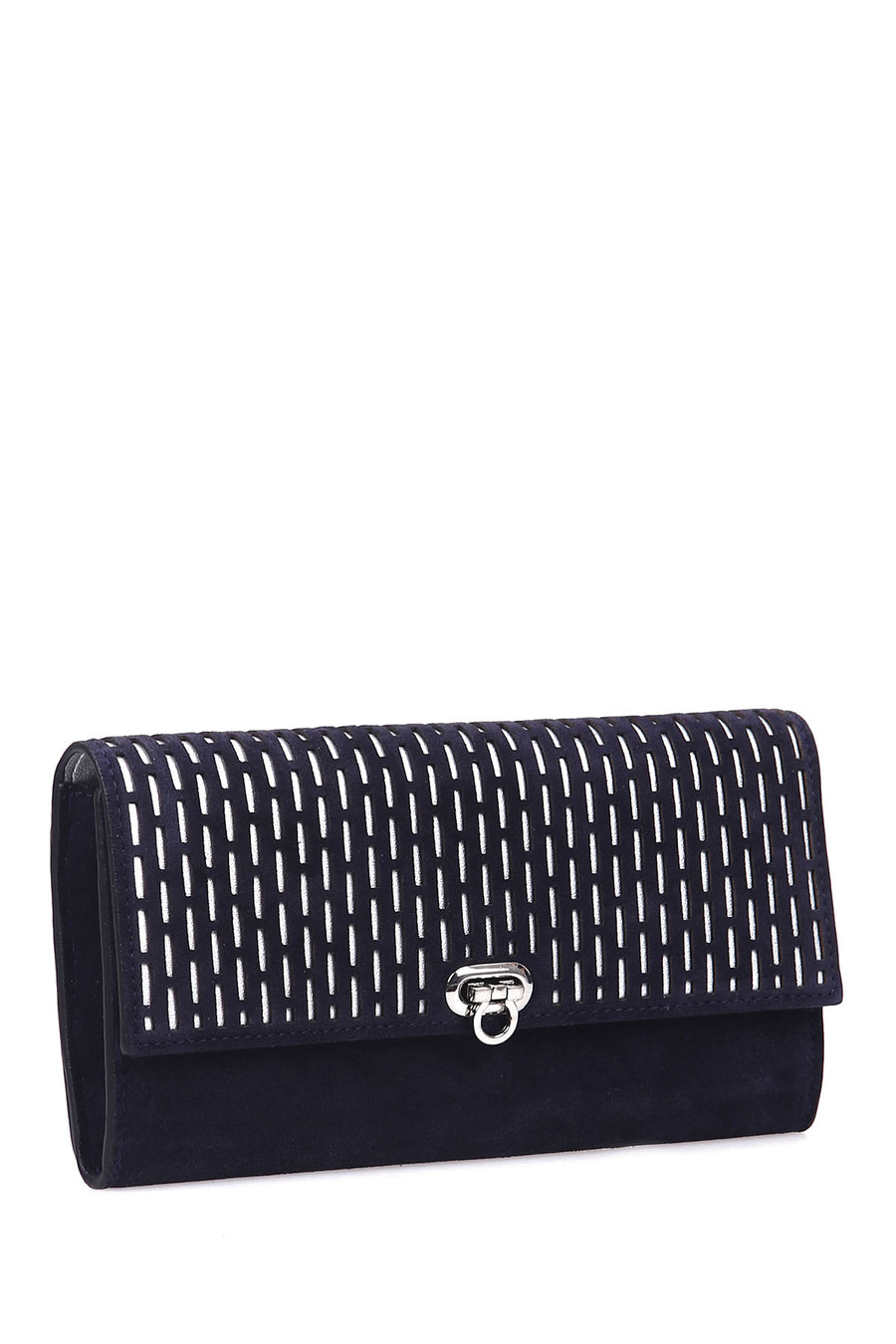 Women's Navy Blue Leather Portfolio