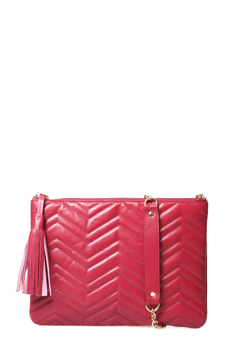 Women's Burgundy Leather Clutch