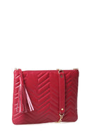 Women's Burgundy Leather Clutch | Derimod