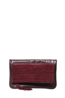Women's Burgundy Leather Clutch | Derimod