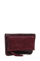 Women's Burgundy Leather Clutch | Derimod