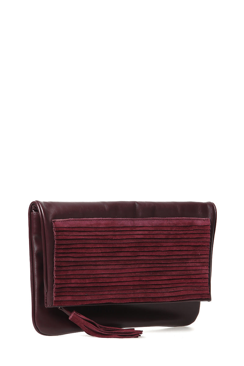Women's Burgundy Leather Clutch