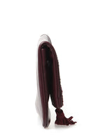 Women's Burgundy Leather Clutch | Derimod