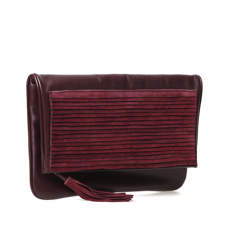 Women's Burgundy Leather Clutch