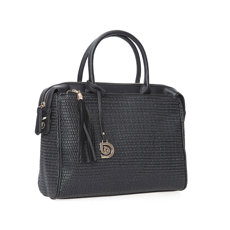 Women's Black Synthetic Leather Shoulder Bag