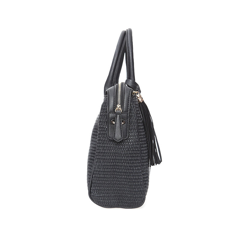 Women's Black Synthetic Leather Shoulder Bag