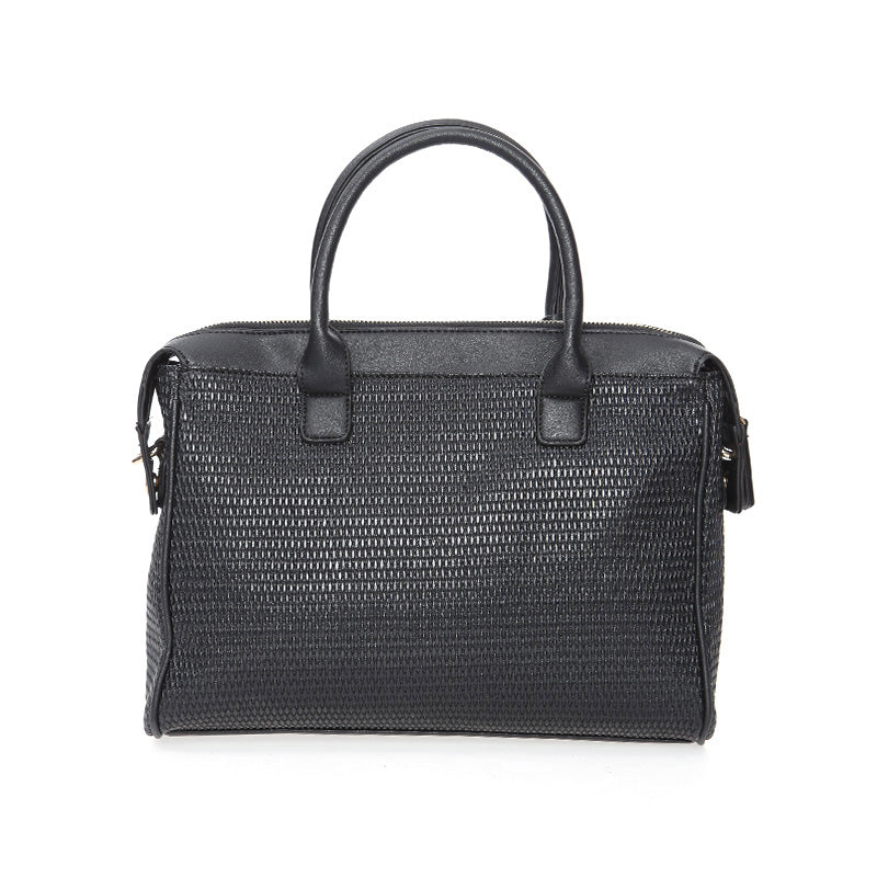 Women's Black Synthetic Leather Shoulder Bag