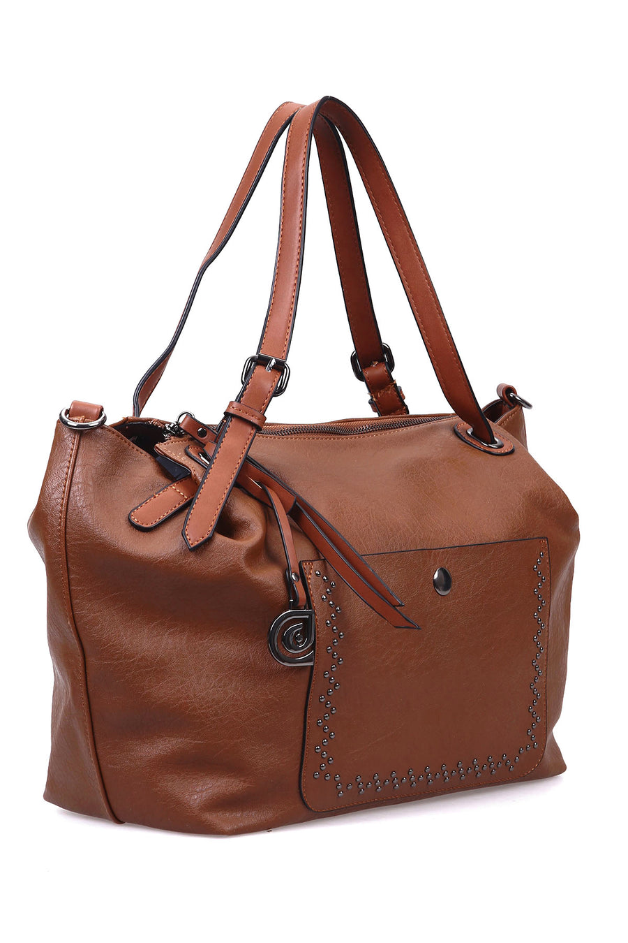 Women's Tan Synthetic Leather Shoulder Bag