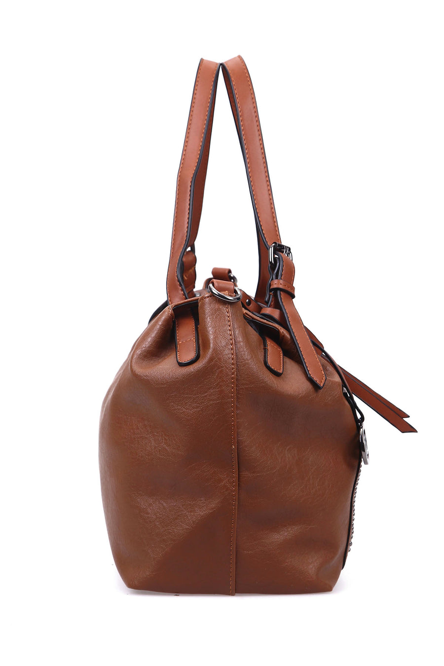 Women's Tan Synthetic Leather Shoulder Bag