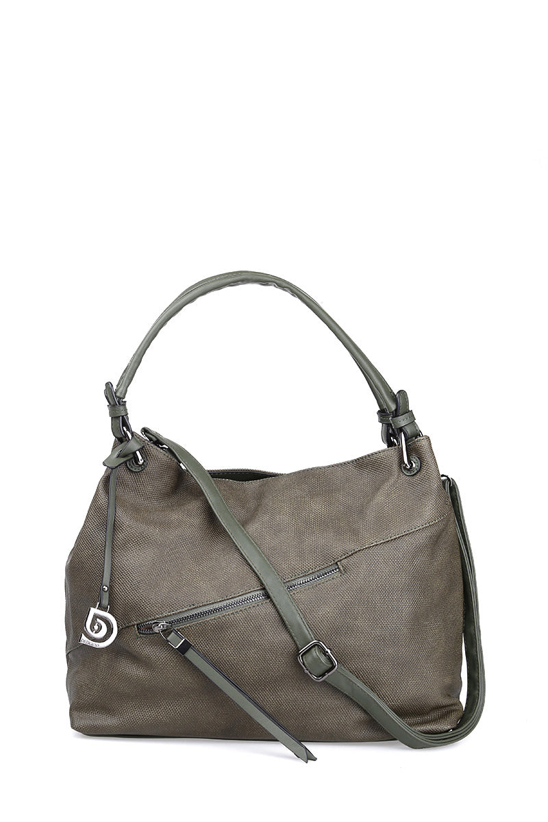Women's Green Synthetic Leather Shoulder Bag