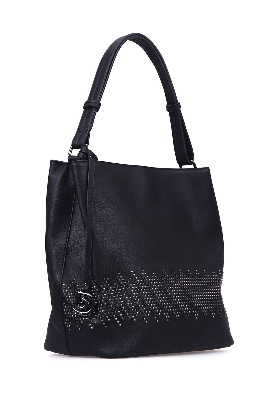 Women's Black Synthetic Leather Shoulder Bag