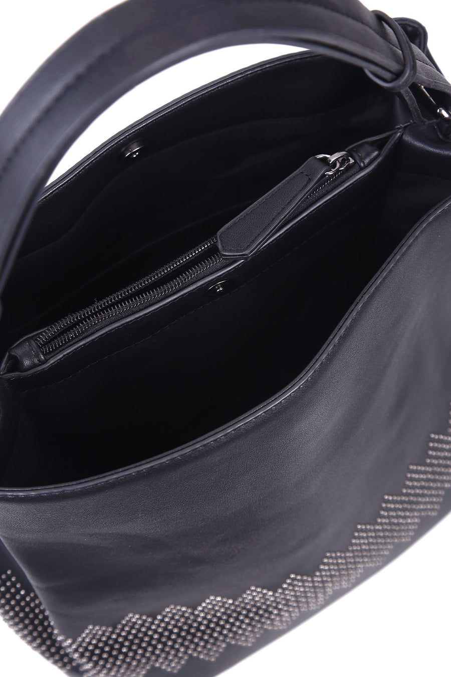 Women's Black Synthetic Leather Shoulder Bag