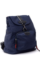 Women's Navy Blue Synthetic Leather Backpack | Derimod