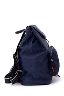 Women's Navy Blue Synthetic Leather Backpack | Derimod