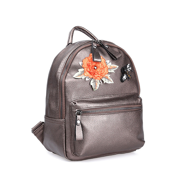Women's Gray Synthetic Leather Bag