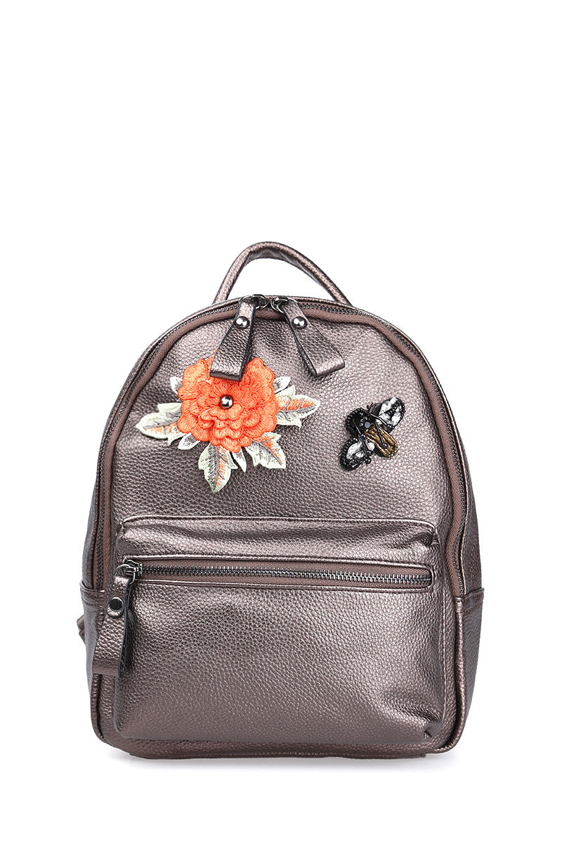 Women's Gray Synthetic Leather Bag