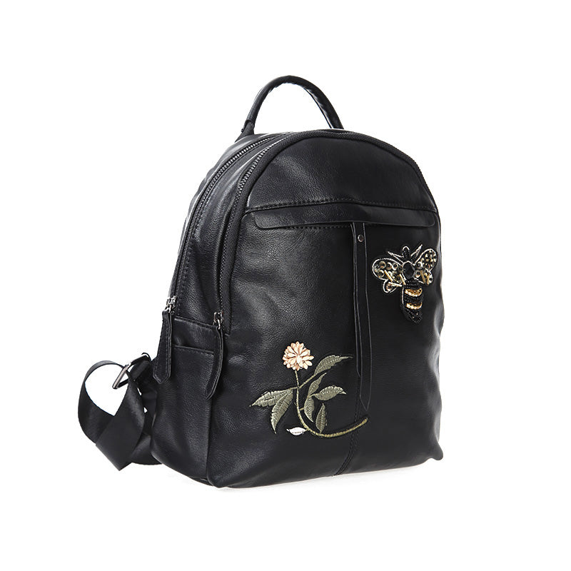 Women's Black Synthetic Leather Bag