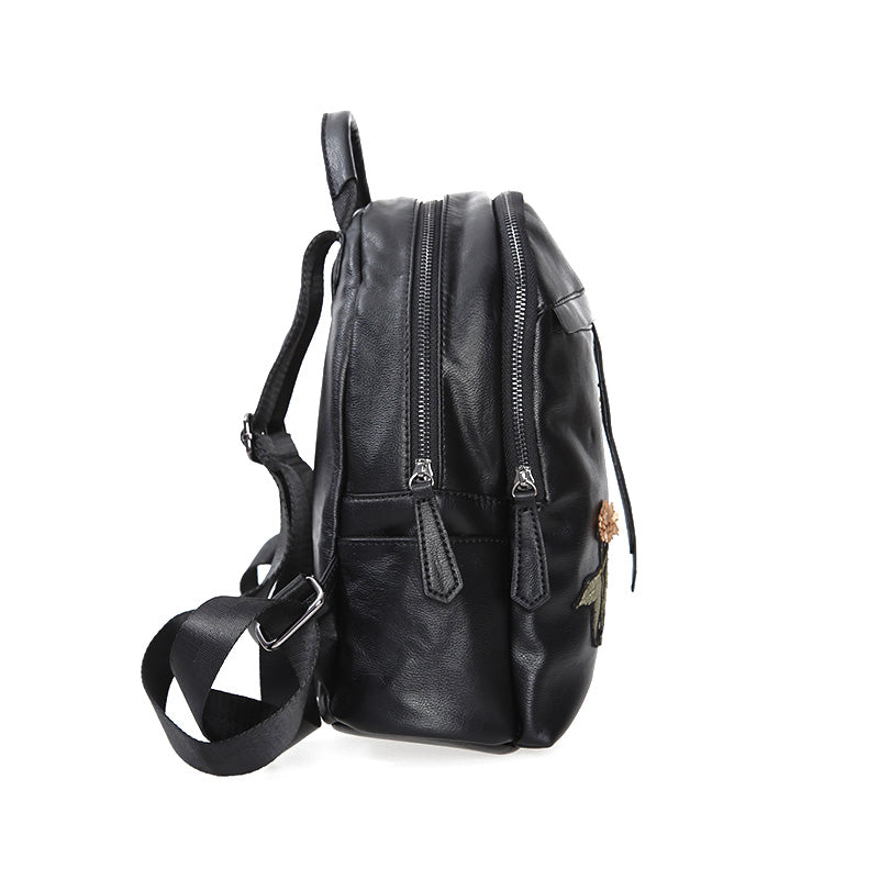 Women's Black Synthetic Leather Bag