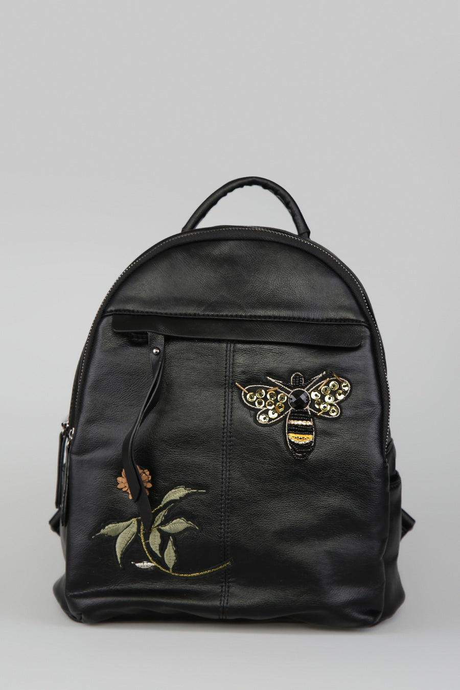Women's Black Synthetic Leather Bag