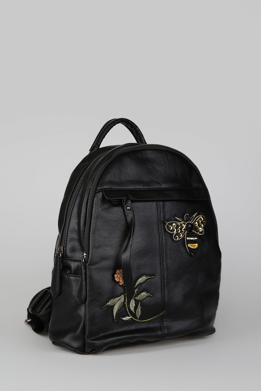 Women's Black Synthetic Leather Bag