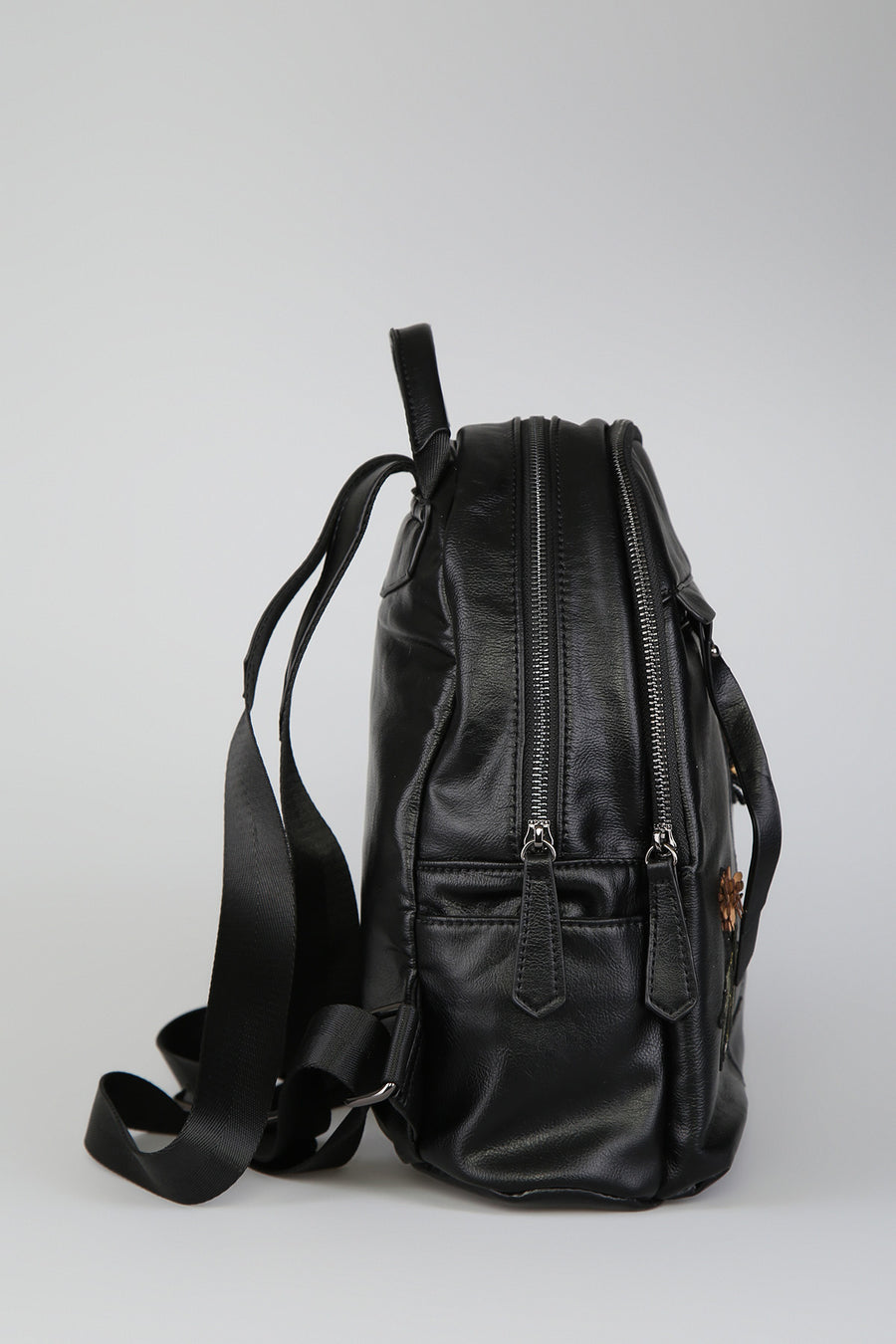 Women's Black Synthetic Leather Bag