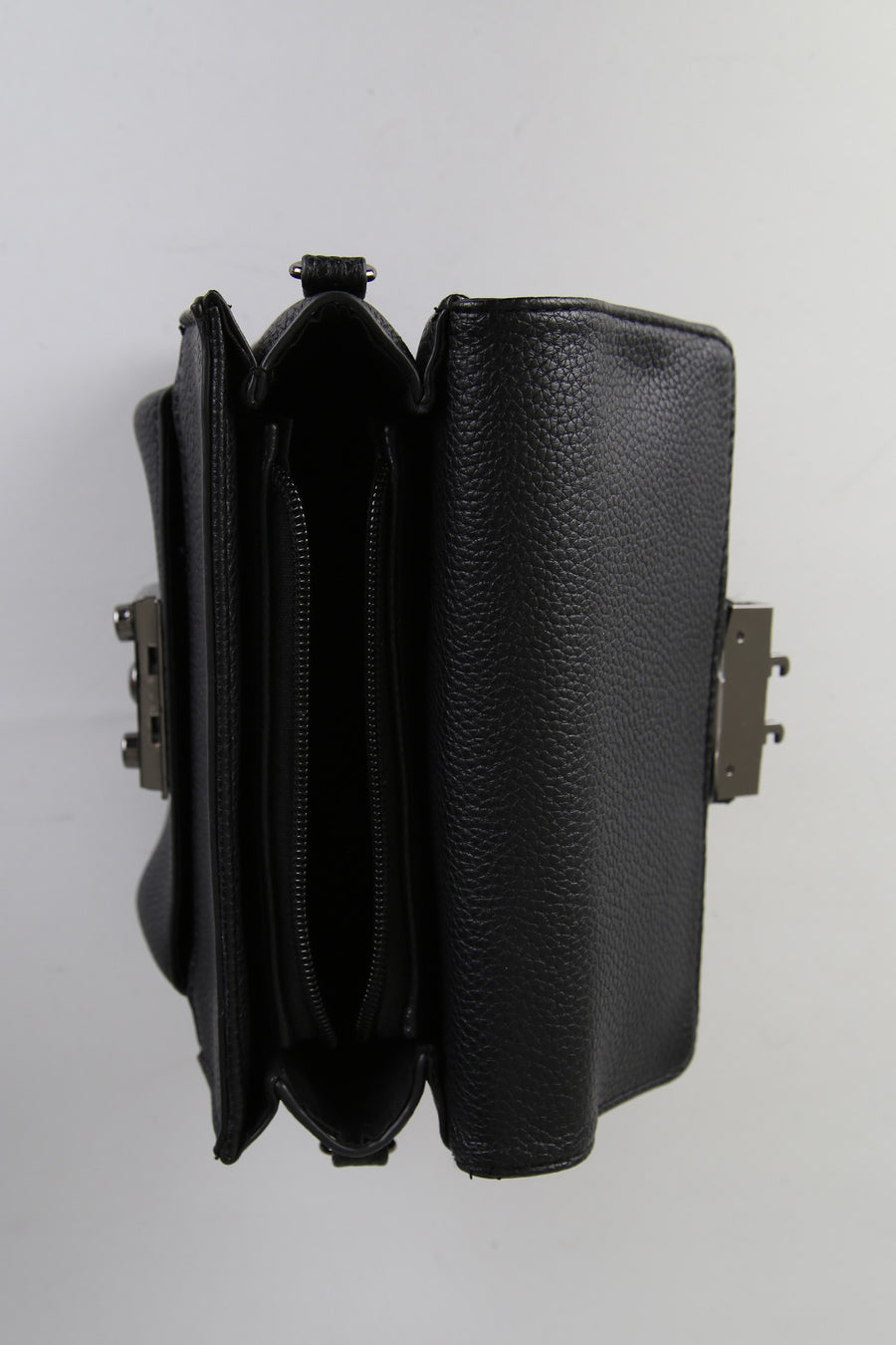 Women's Black Synthetic Leather Crossbody Bag