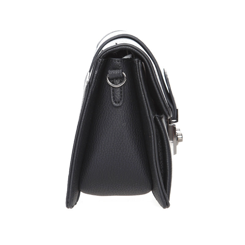 Women's Black Synthetic Leather Crossbody Bag