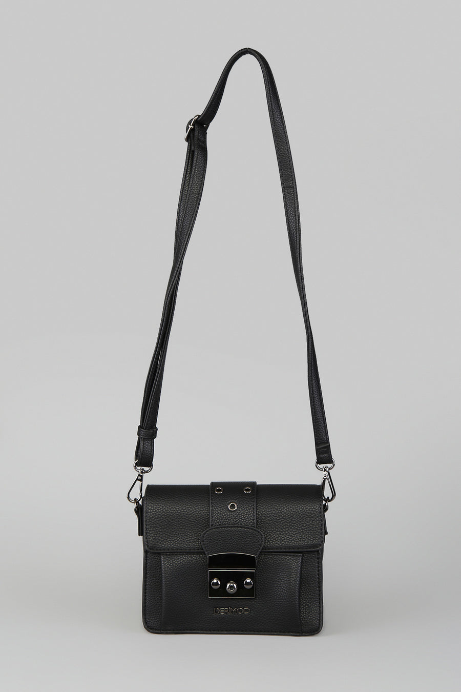 Women's Black Synthetic Leather Crossbody Bag