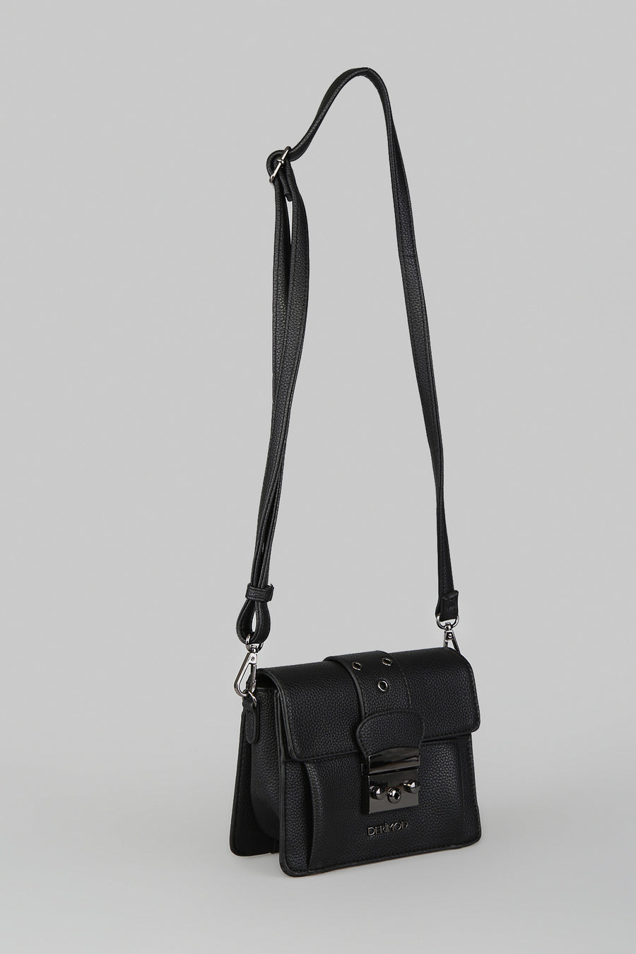 Women's Black Synthetic Leather Crossbody Bag