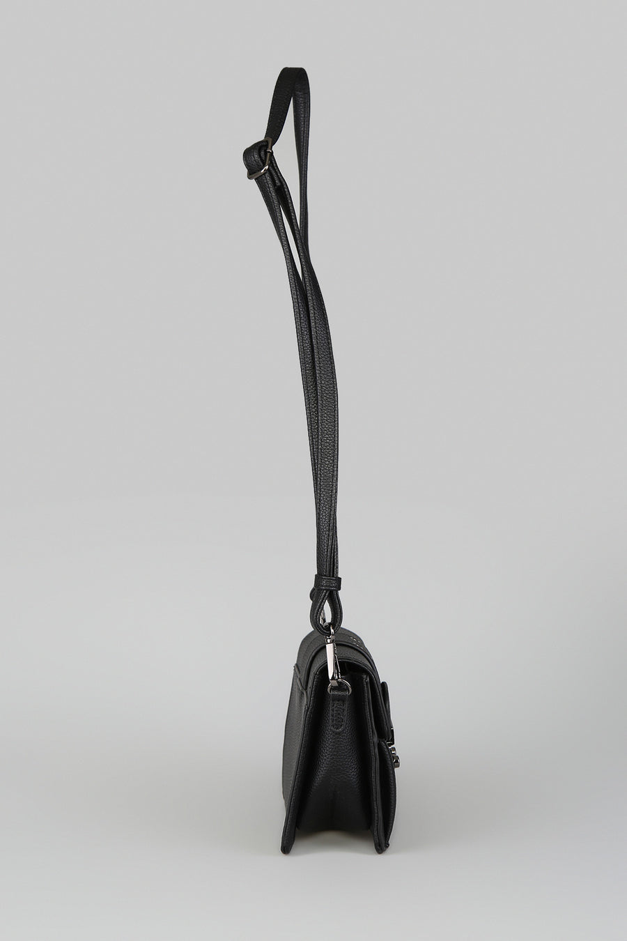 Women's Black Synthetic Leather Crossbody Bag