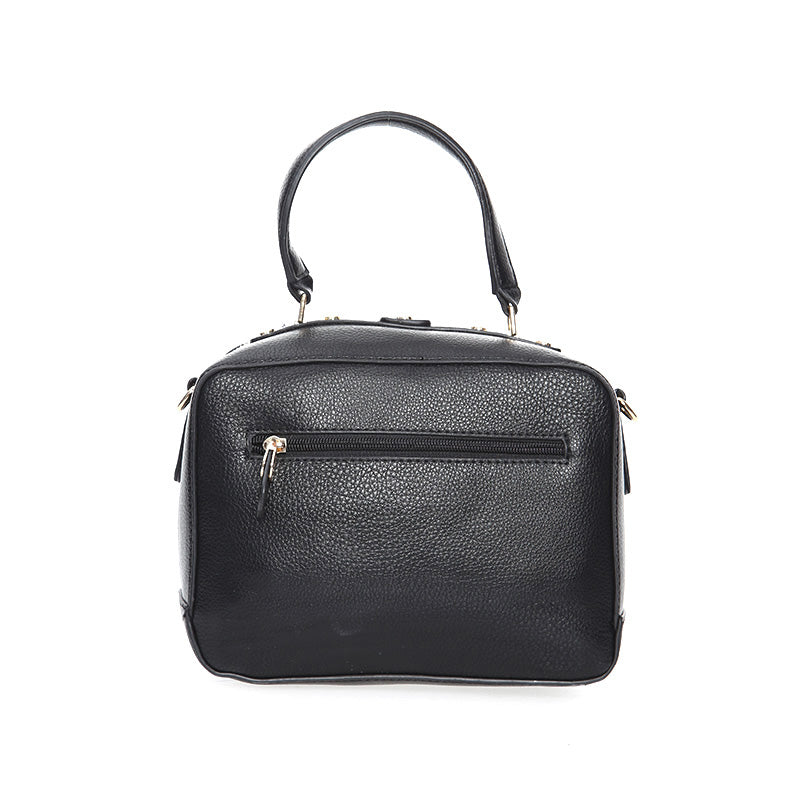 Women's Black Synthetic Leather Crossbody Bag