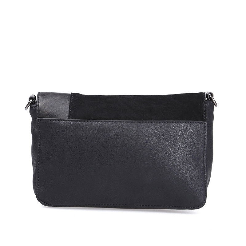 Women's Black Synthetic Leather Crossbody Bag