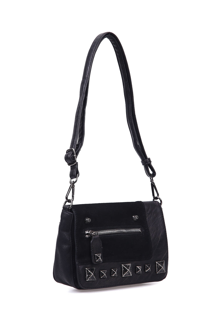 Women's Black Synthetic Leather Crossbody Bag