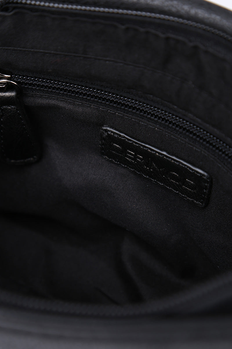 Women's Black Synthetic Leather Crossbody Bag