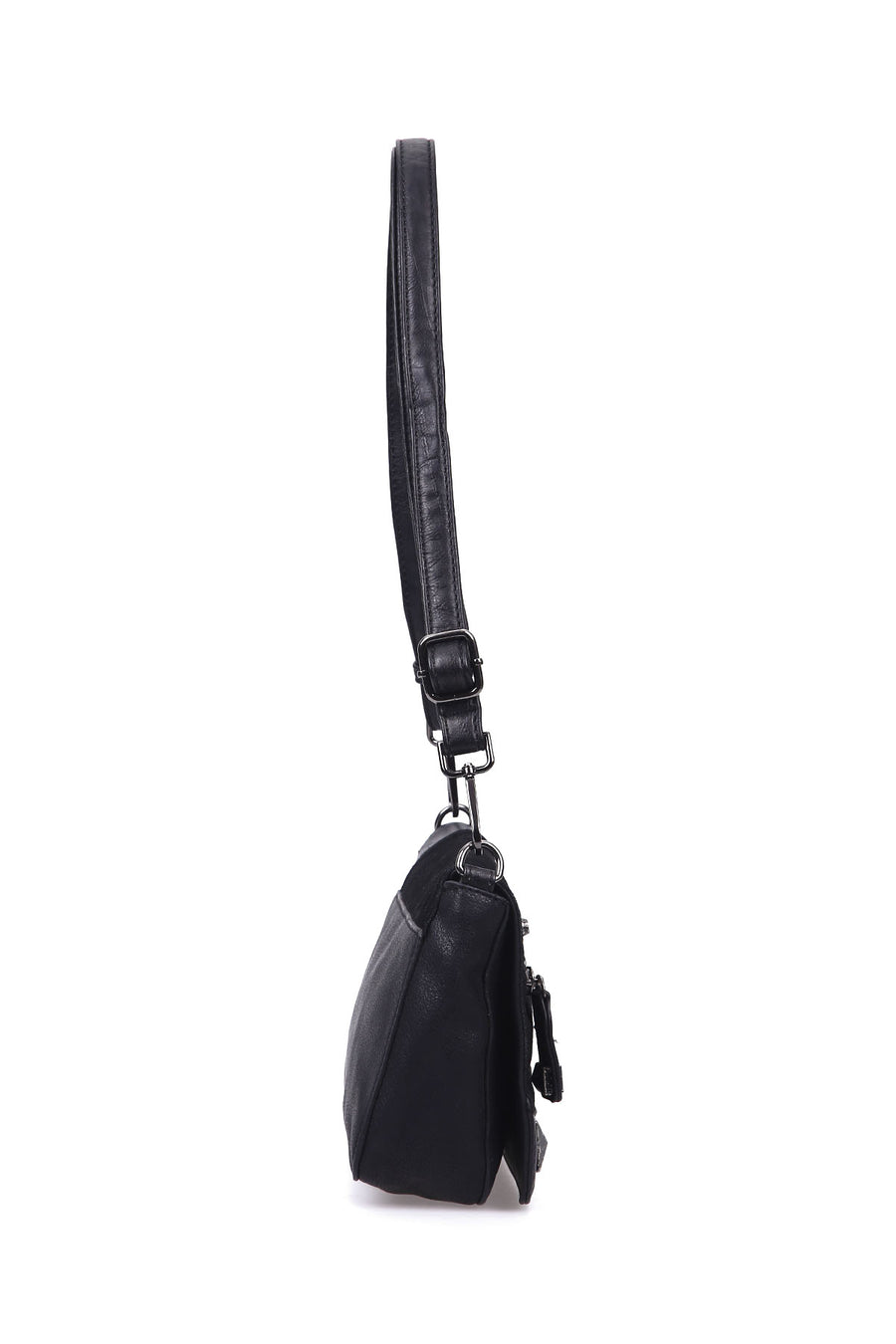Women's Black Synthetic Leather Crossbody Bag