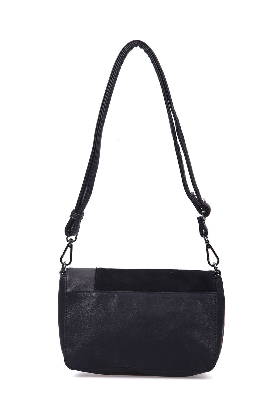 Women's Black Synthetic Leather Crossbody Bag