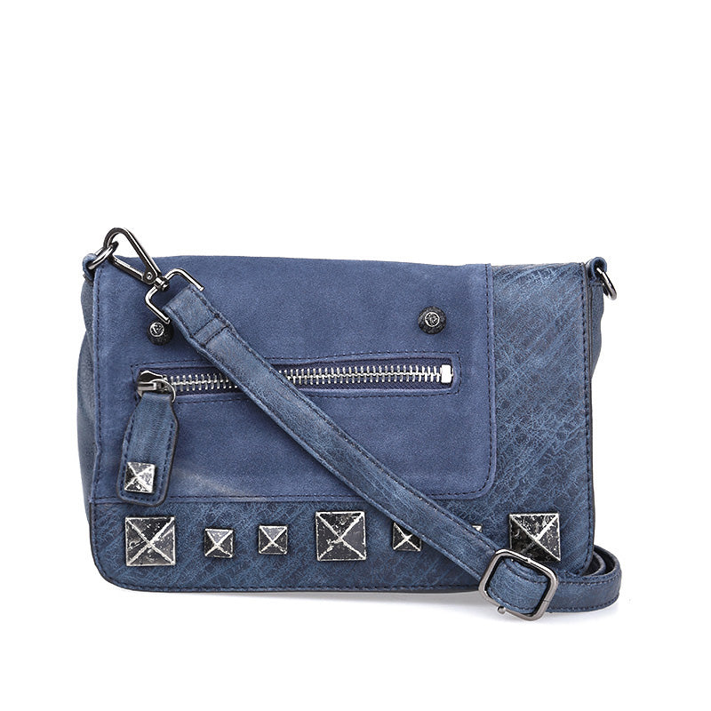 Women's Blue Synthetic Leather Crossbody Bag