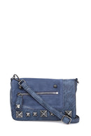 Women's Blue Synthetic Leather Crossbody Bag | Derimod