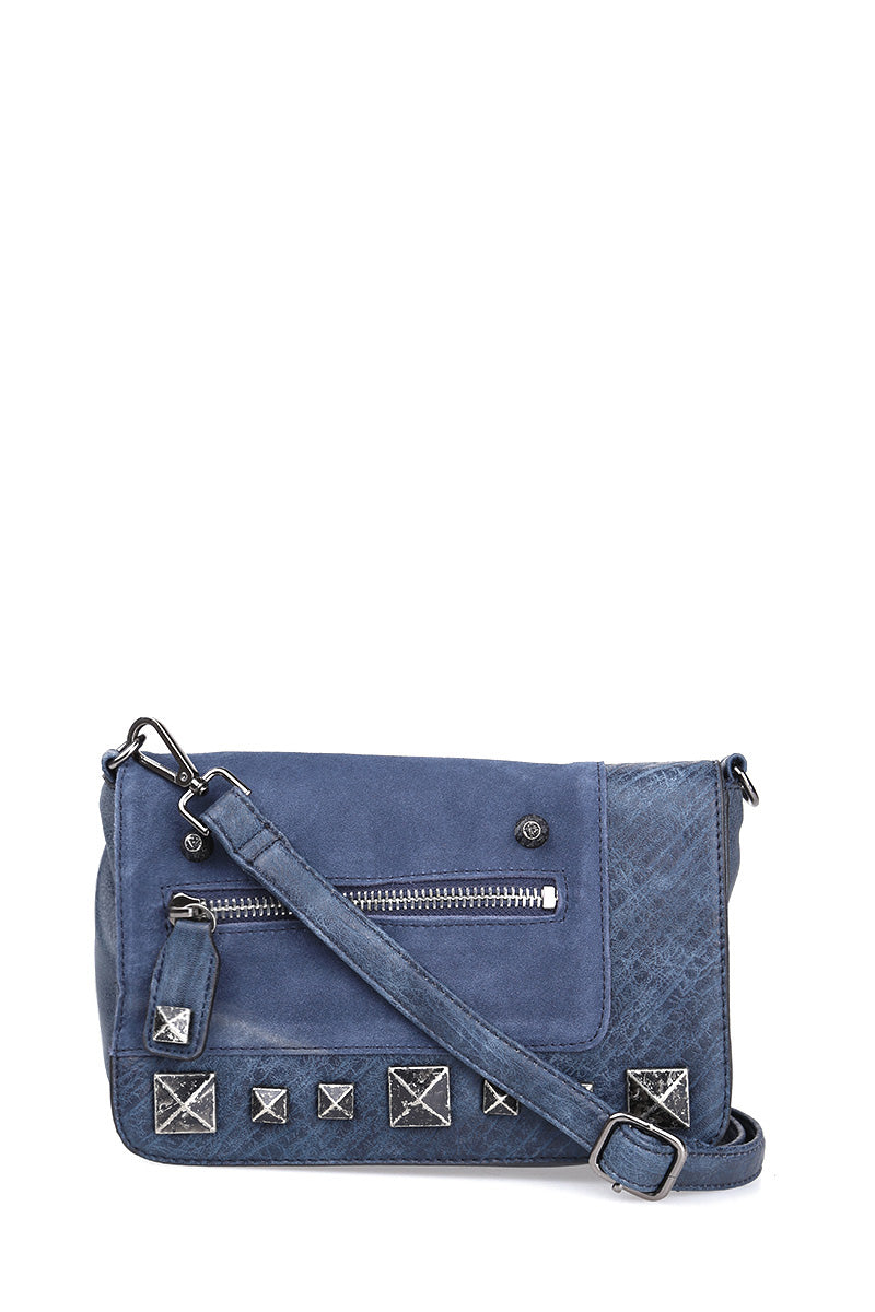 Women's Blue Synthetic Leather Crossbody Bag