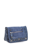 Women's Blue Synthetic Leather Crossbody Bag | Derimod